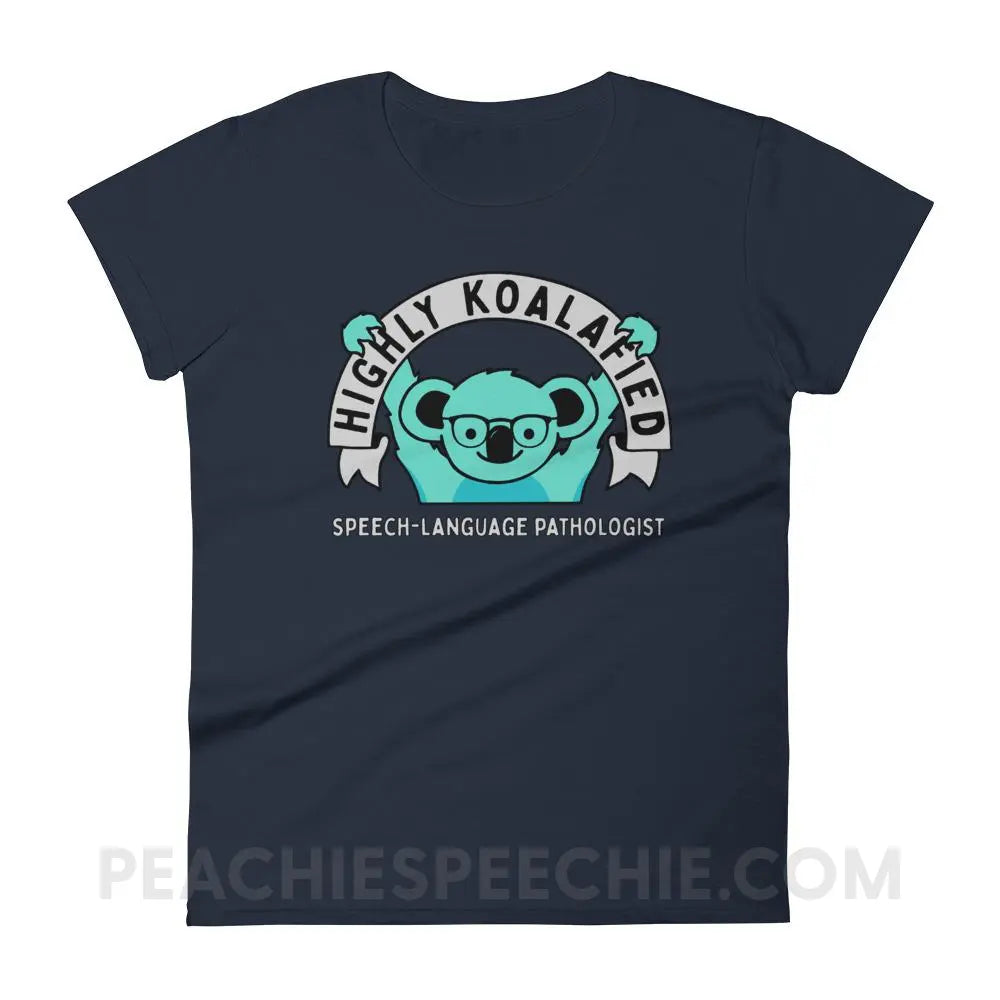 Highly Koalafied SLP Women’s Trendy Tee - Navy / S T-Shirts & Tops peachiespeechie.com