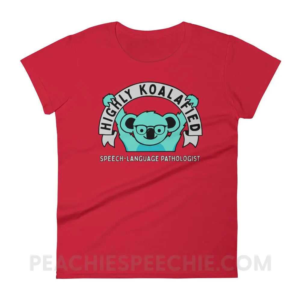 Highly Koalafied SLP Women’s Trendy Tee - Red / S T-Shirts & Tops peachiespeechie.com