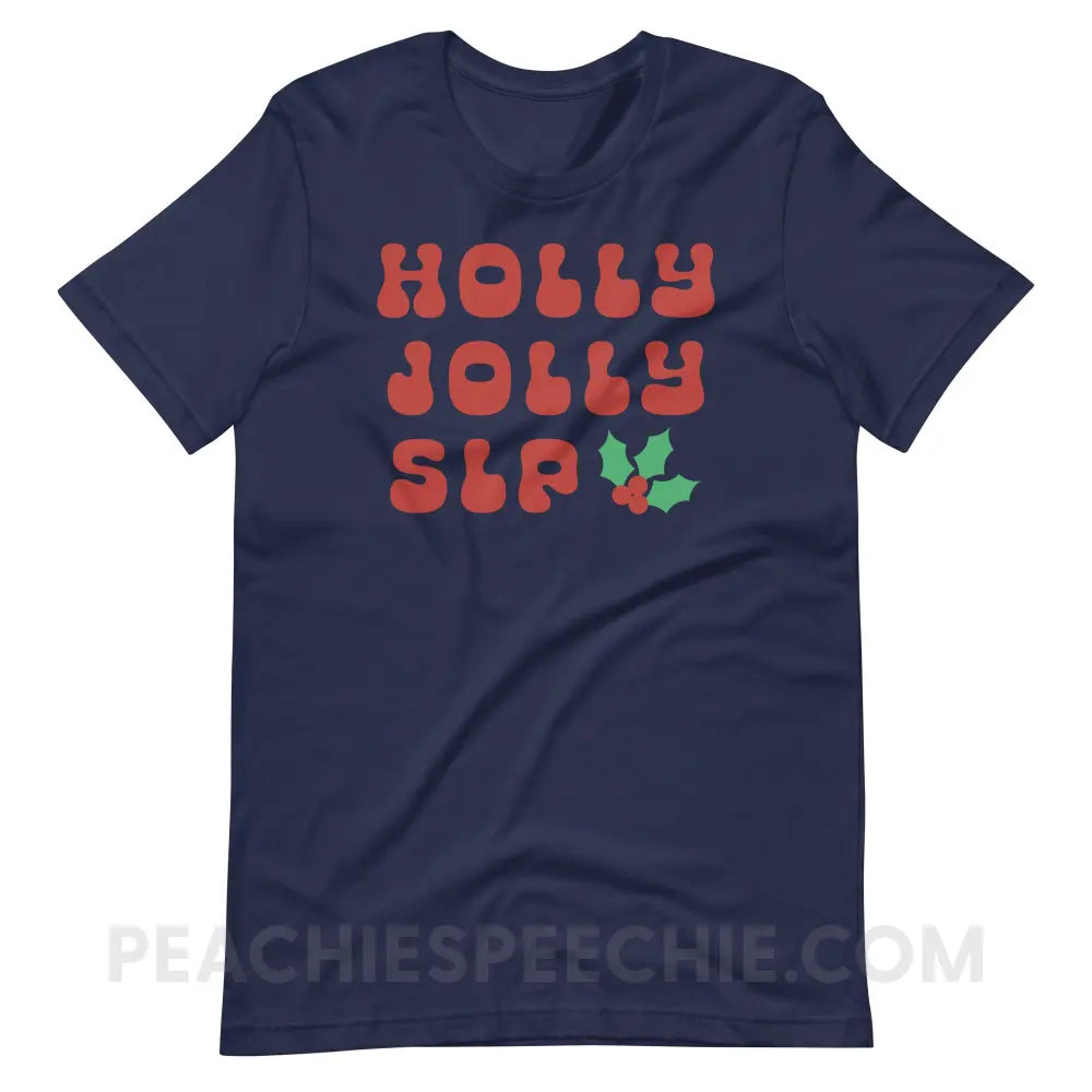 Holly Jolly SLP Premium Soft Tee - Navy / S - T-Shirt peachiespeechie.com