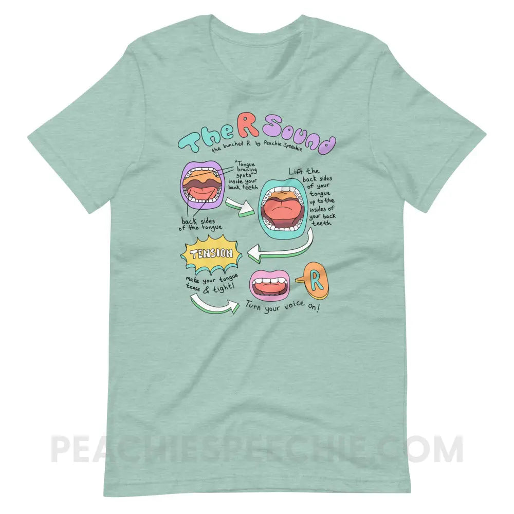 How To Say The Bunched R Sound Premium Soft Tee - Heather Prism Dusty Blue / XS - peachiespeechie.com