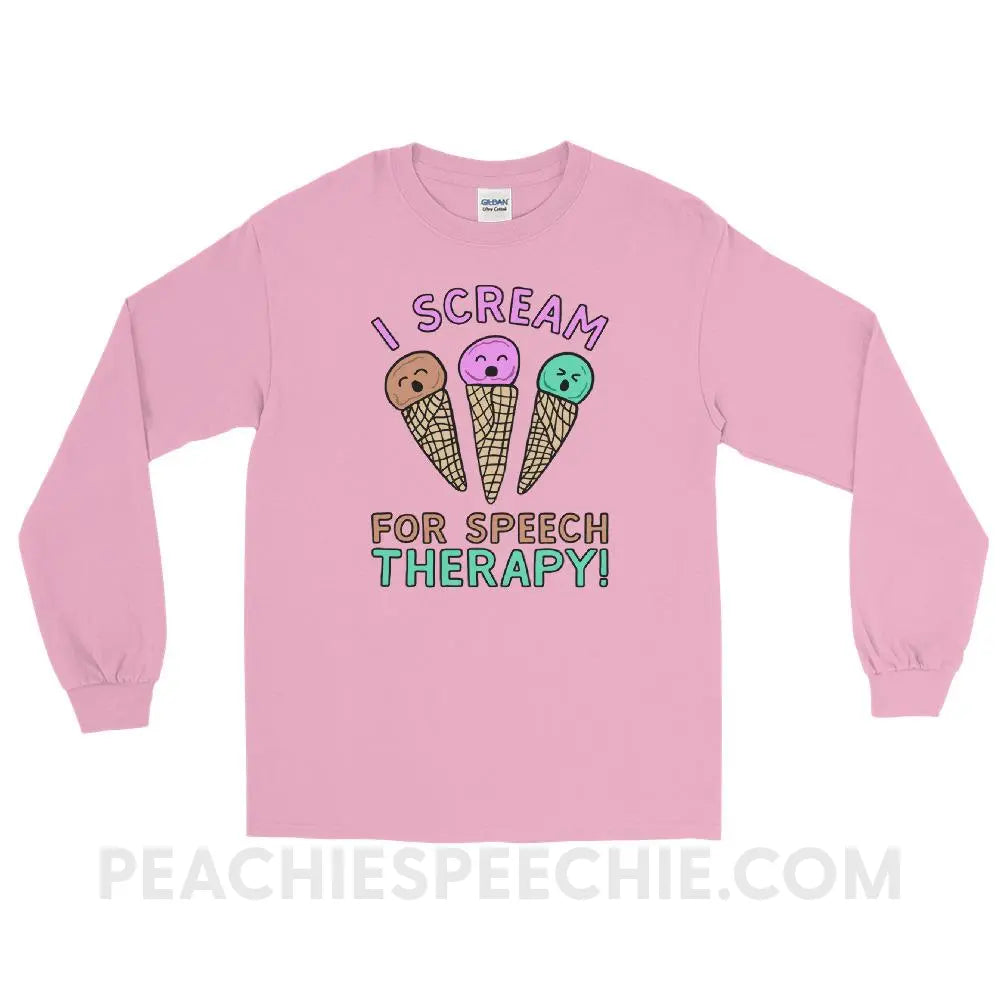 I Scream for Speech Long Sleeve Tee - Light Pink / S - T-Shirts & Tops peachiespeechie.com