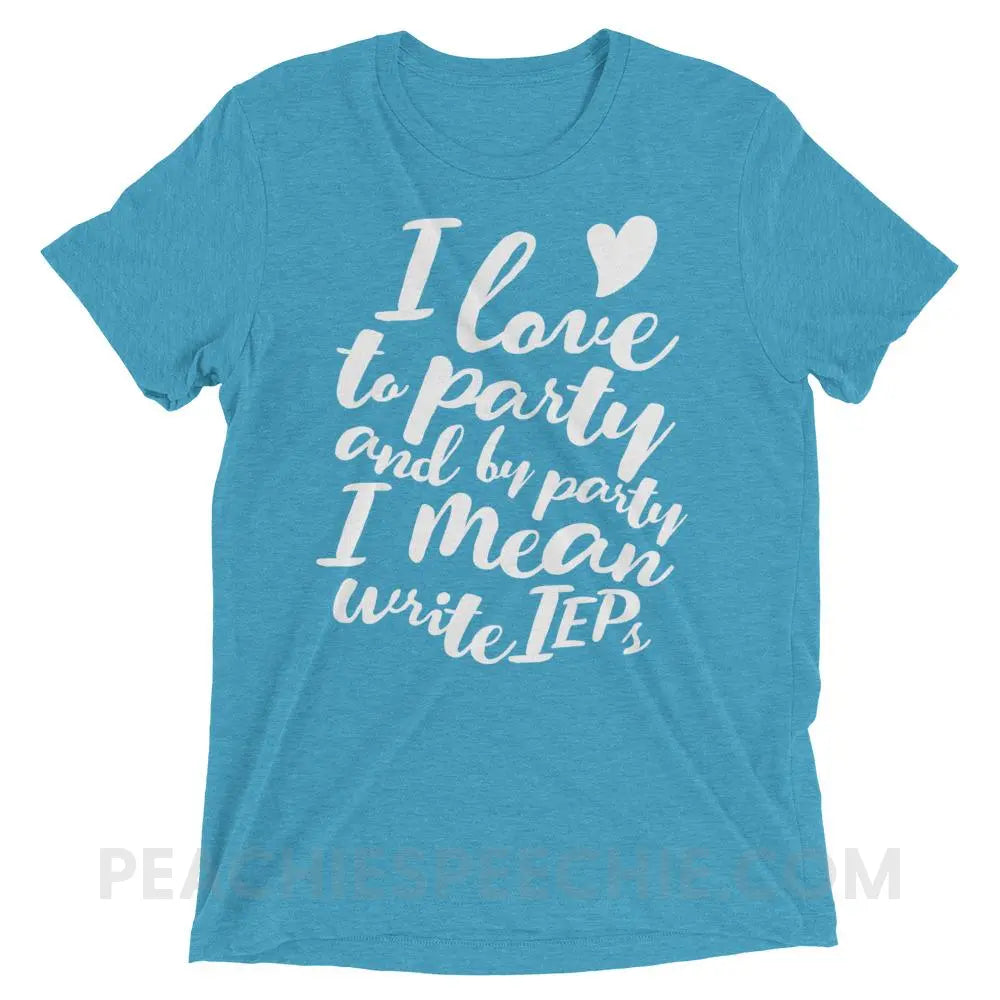 IEP Party Tri-Blend Tee - Aqua Triblend / XS - T-Shirts & Tops peachiespeechie.com