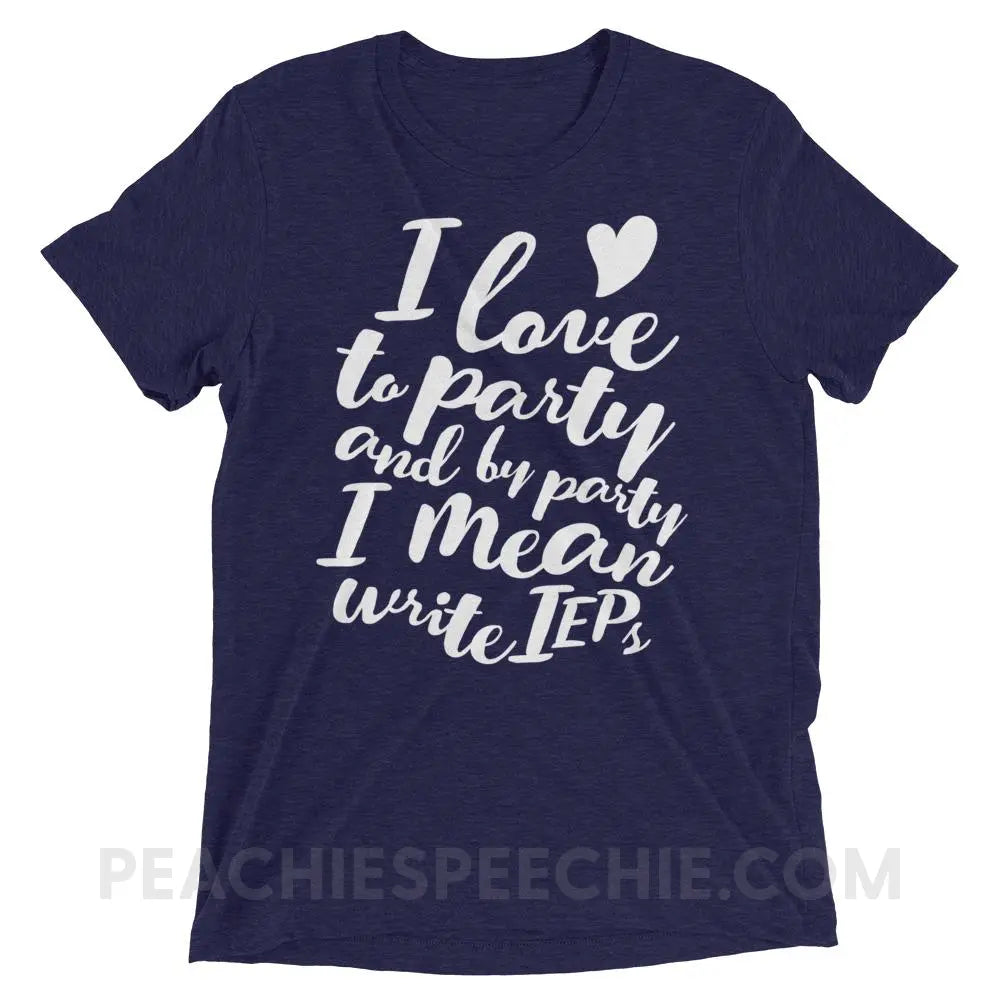 IEP Party Tri-Blend Tee - Navy Triblend / XS - T-Shirts & Tops peachiespeechie.com