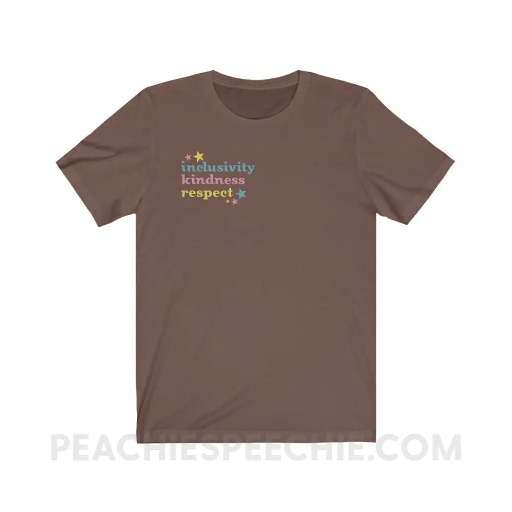 Inclusivity Kindness Respect Premium Soft Tee - Brown / S - T-Shirt peachiespeechie.com