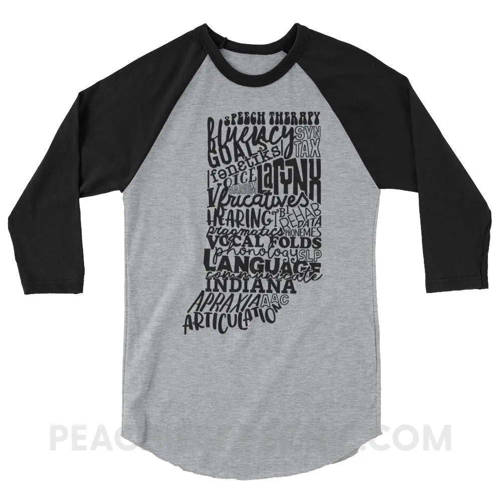 Indiana SLP Baseball Tee - Heather Grey/Black / XS - peachiespeechie.com