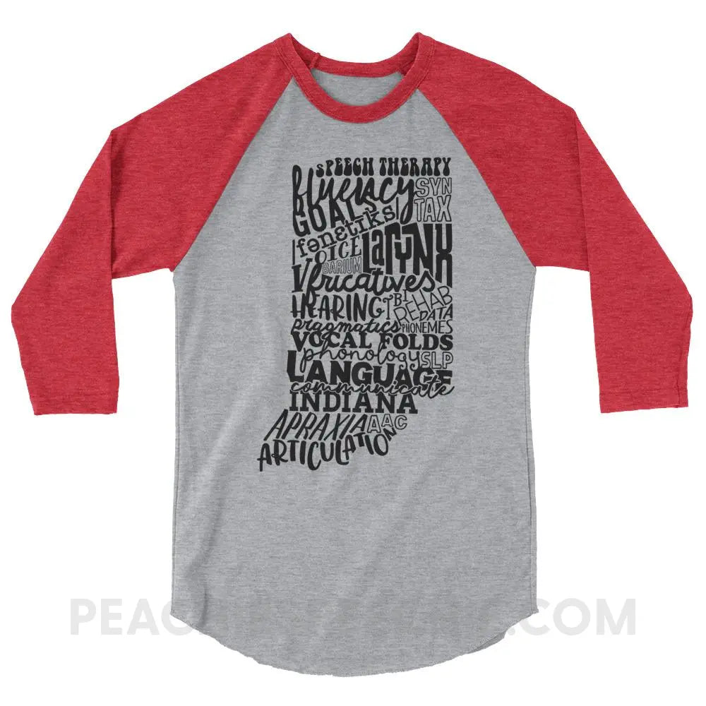 Indiana SLP Baseball Tee - Heather Grey/Heather Red / XS - peachiespeechie.com