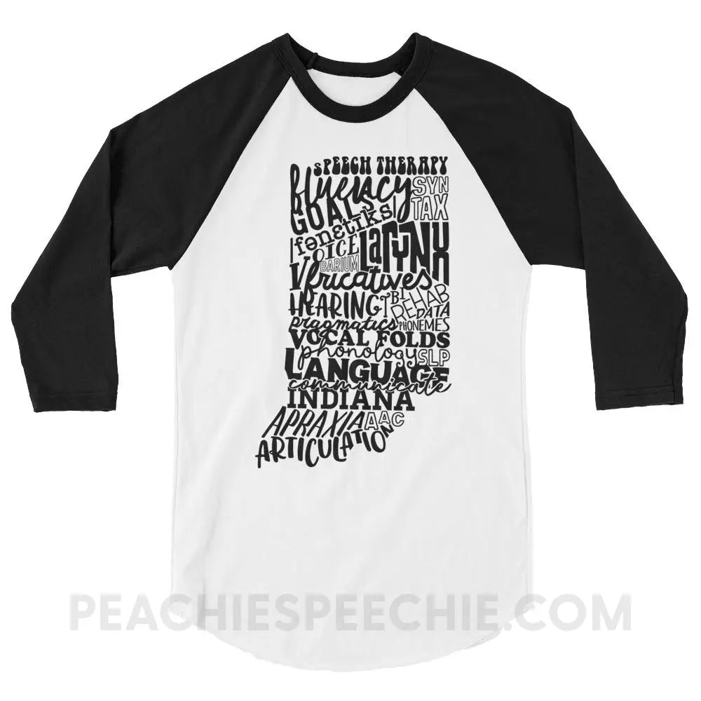 Indiana SLP Baseball Tee - White/Black / XS - peachiespeechie.com