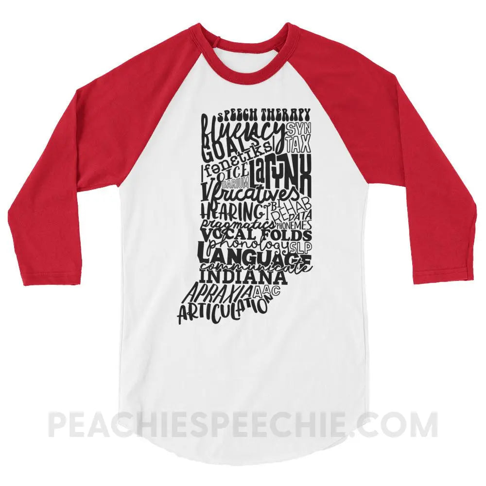 Indiana SLP Baseball Tee - White/Red / XS - peachiespeechie.com