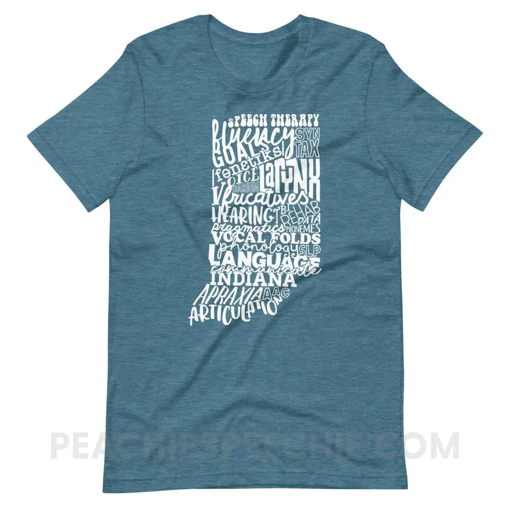 Indiana SLP Premium Soft Tee - Heather Deep Teal / S - peachiespeechie.com