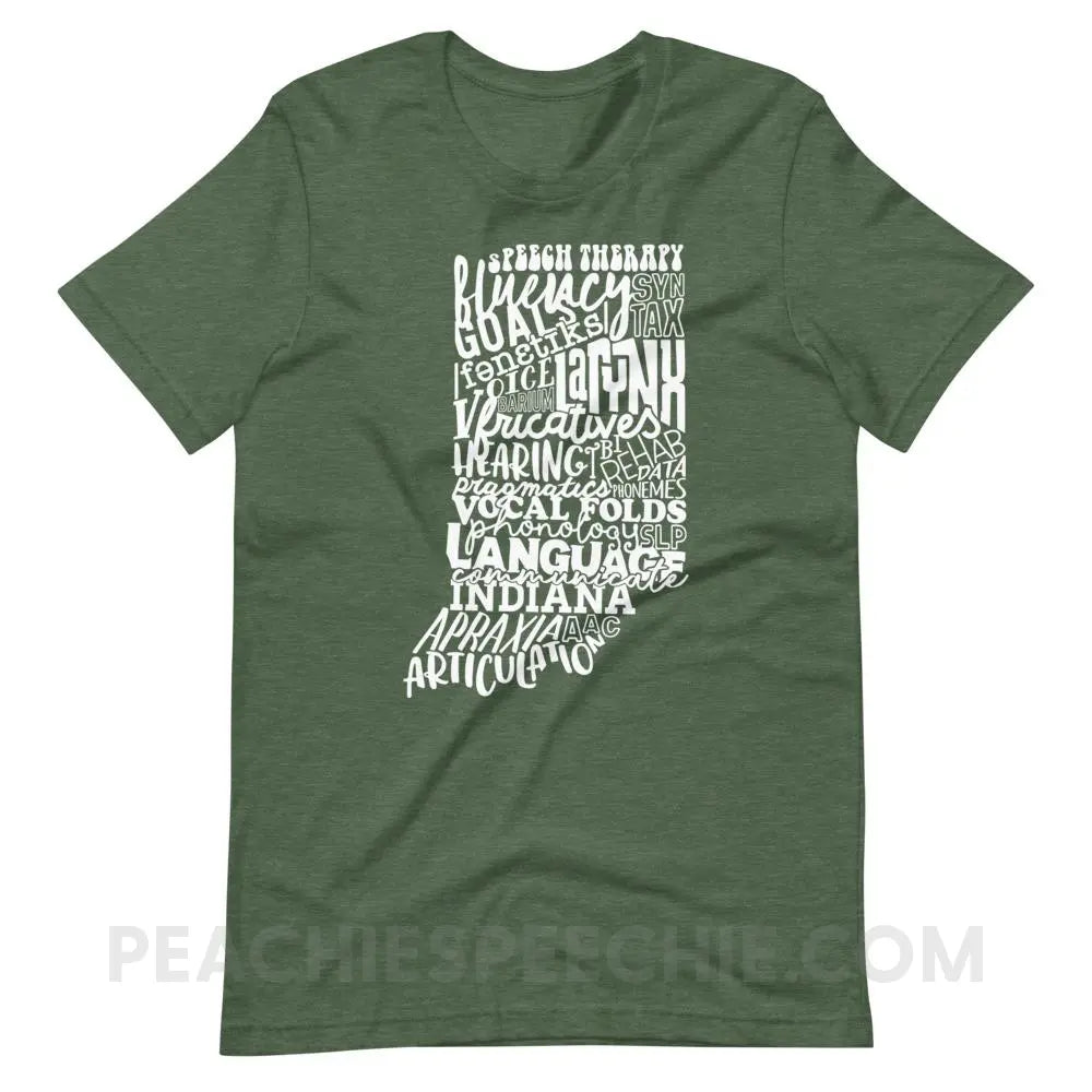 Indiana SLP Premium Soft Tee - Heather Forest / S - peachiespeechie.com