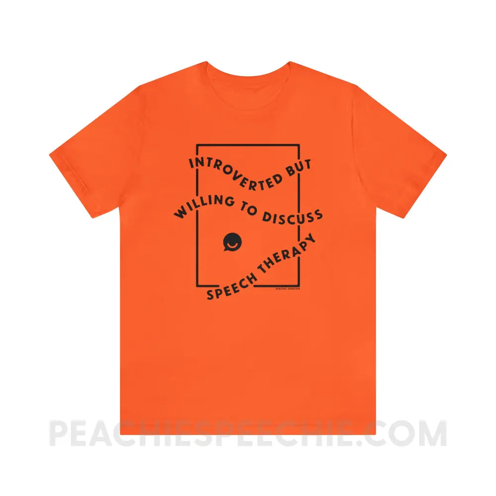Introverted But Willing To Discuss Speech Therapy Premium Soft Tee - Orange / S - T-Shirt peachiespeechie.com