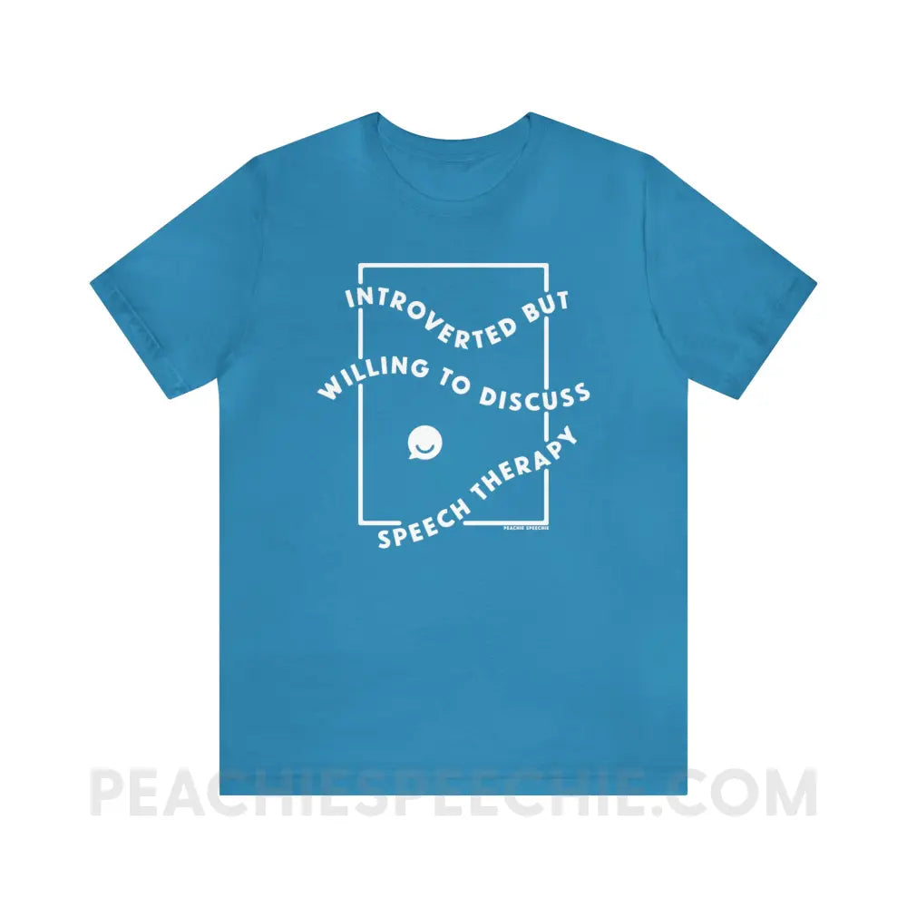 Introverted But Willing To Discuss Speech Therapy Premium Soft Tee - Aqua / S - T-Shirt peachiespeechie.com