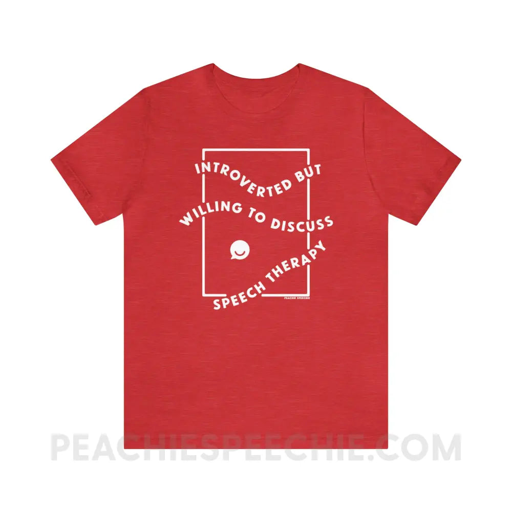 Introverted But Willing To Discuss Speech Therapy Premium Soft Tee - Red / S - T-Shirt peachiespeechie.com