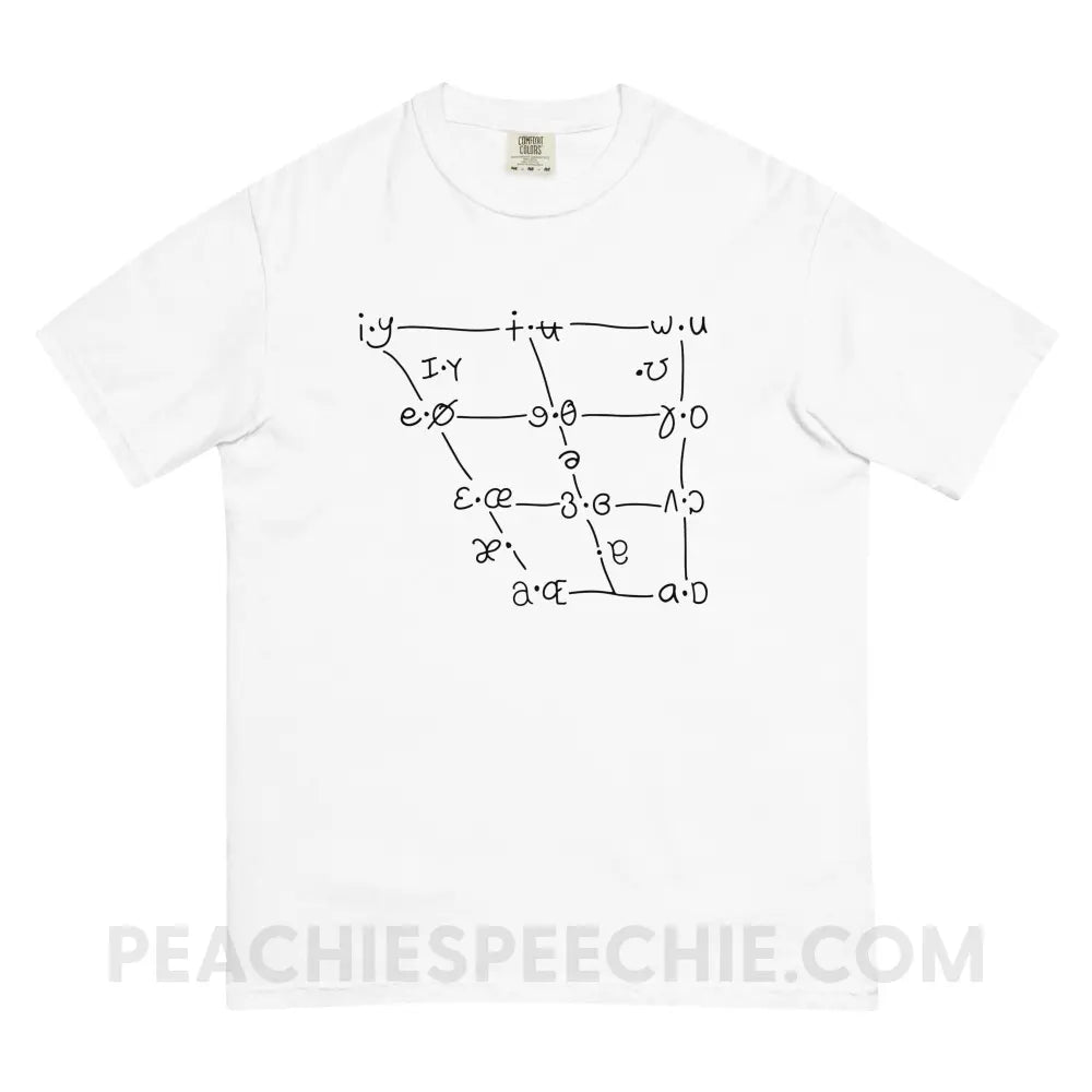 IPA Vowel Chart Comfort Colors Tee - White / S - T-Shirts & Tops peachiespeechie.com