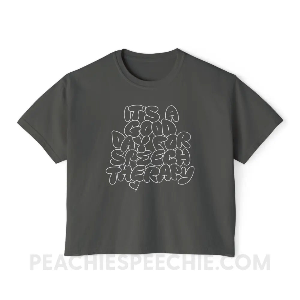 It’s A Good Day For Speech Therapy Comfort Colors Boxy Tee - Pepper / M - T-Shirt peachiespeechie.com