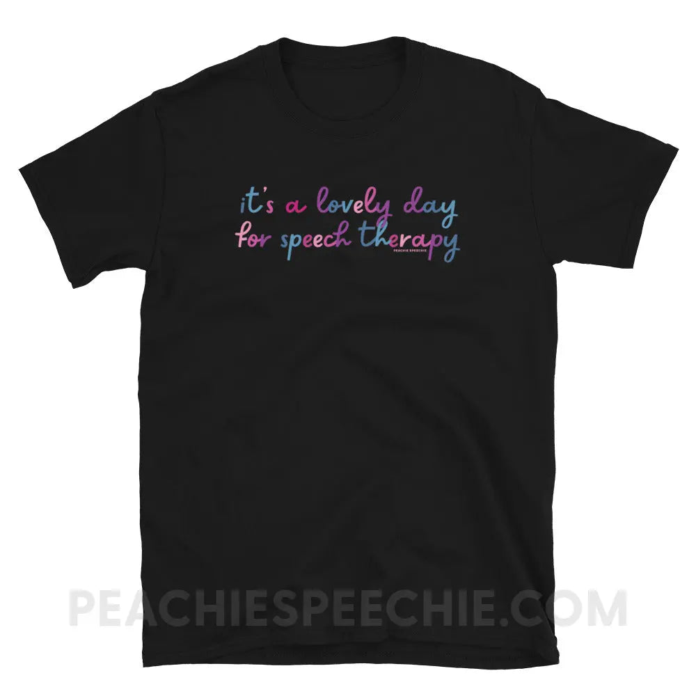 It’s A Lovely Day For Speech Therapy Classic Tee - Black / S - T-Shirt peachiespeechie.com