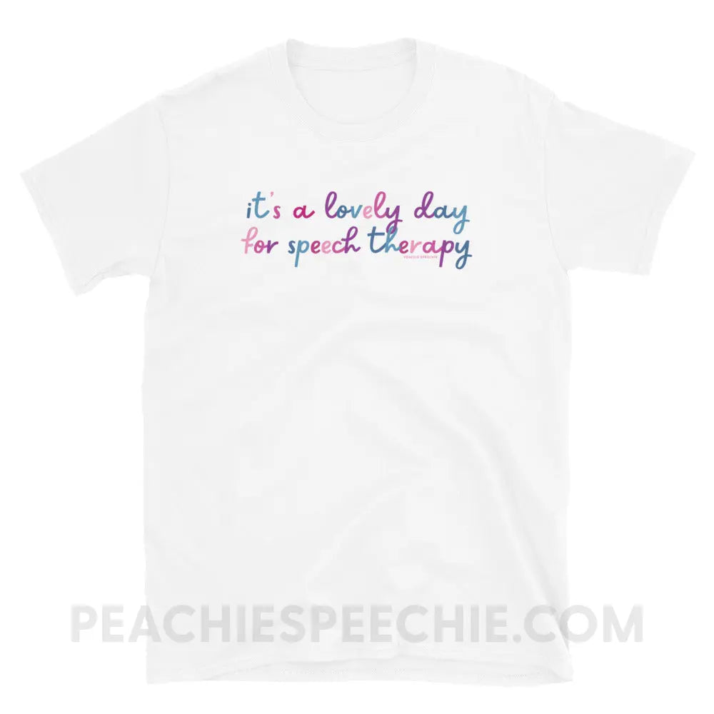 It’s A Lovely Day For Speech Therapy Classic Tee - White / S - T-Shirt peachiespeechie.com