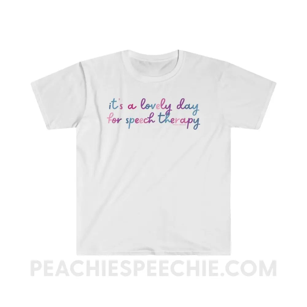 It’s A Lovely Day For Speech Therapy Classic Tee - White / S - T-Shirt peachiespeechie.com