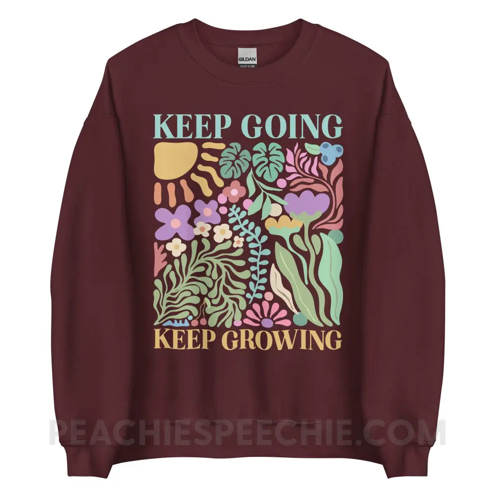 Keep Going Growing Classic Sweatshirt - Maroon / S - peachiespeechie.com