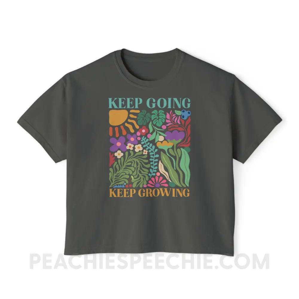 Keep Going Growing Comfort Colors Boxy Tee - Pepper / M - T-Shirt peachiespeechie.com