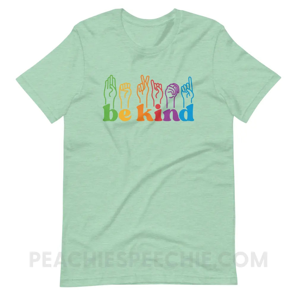 Be Kind Hands Premium Soft Tee - Heather Prism Mint / XS T-Shirt peachiespeechie.com