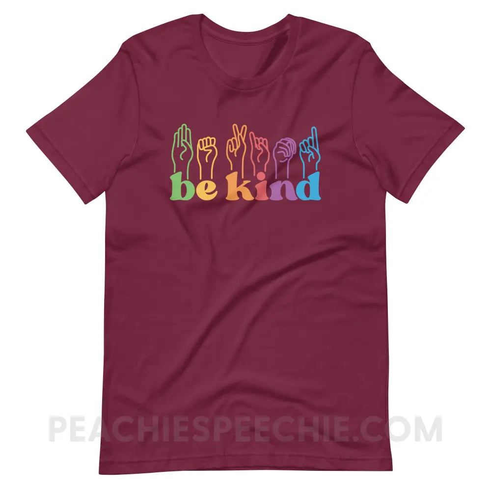 Be Kind Hands Premium Soft Tee - Maroon / XS T-Shirt peachiespeechie.com
