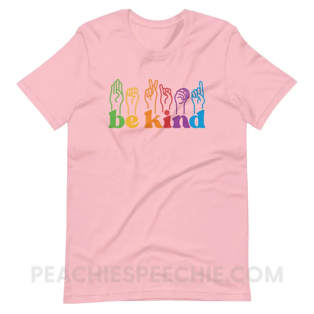 Be Kind Hands Premium Soft Tee - Pink / S - T-Shirt peachiespeechie.com