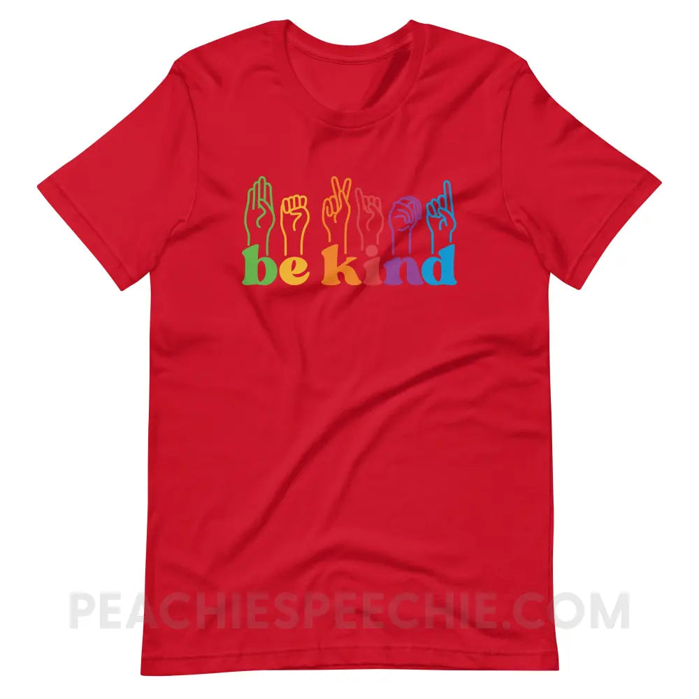 Be Kind Hands Premium Soft Tee - Red / XS - T-Shirt peachiespeechie.com