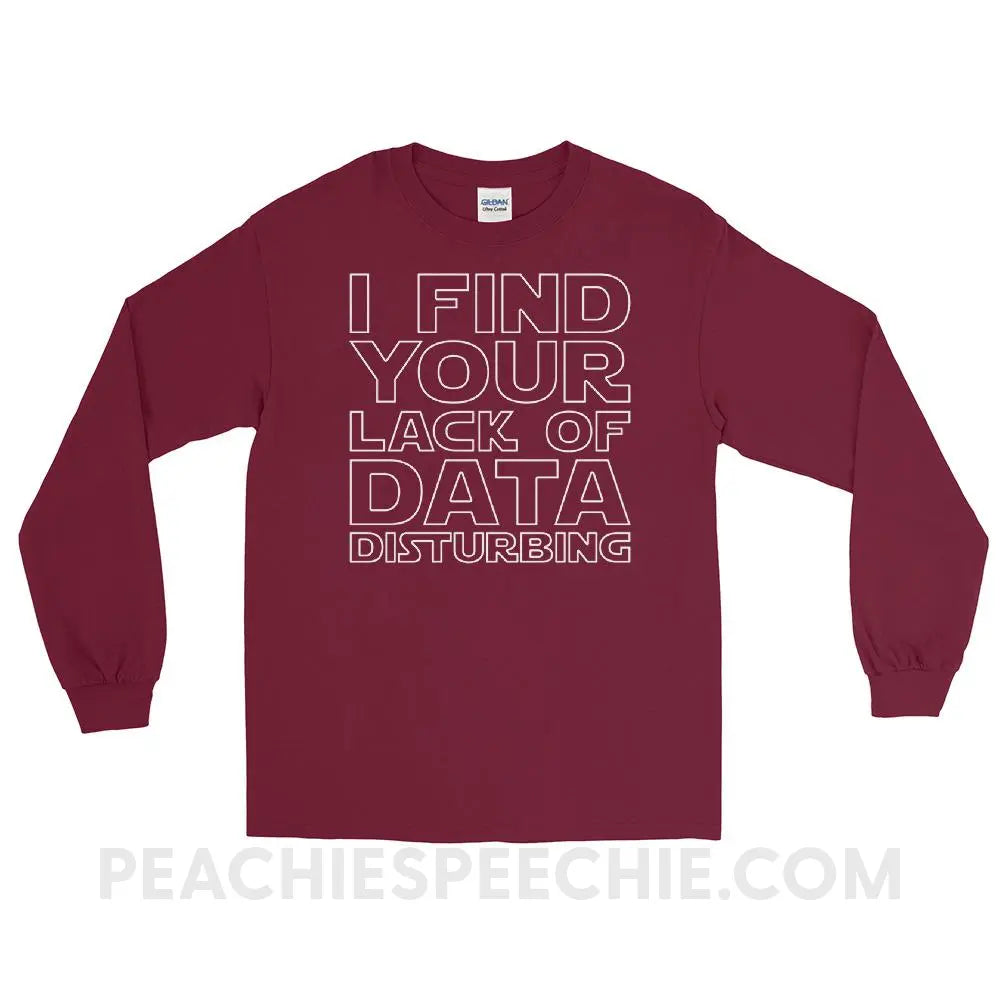 Lack of Data Long Sleeve Tee - Maroon / S - T-Shirts & Tops peachiespeechie.com
