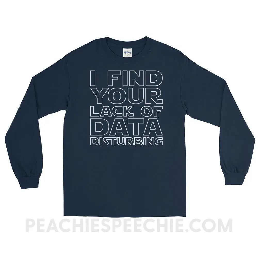 Lack of Data Long Sleeve Tee - Navy / S - T-Shirts & Tops peachiespeechie.com