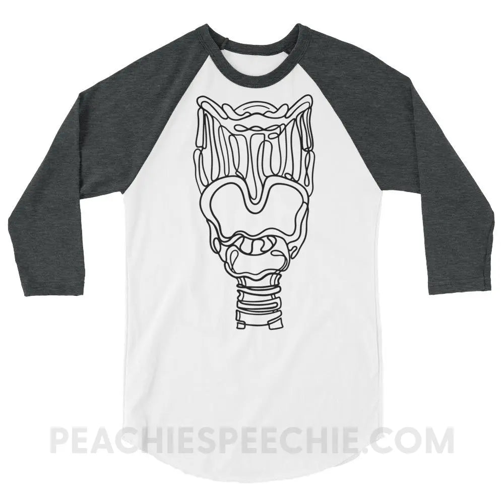 Larynx Baseball Tee - White/Heather Charcoal / XS - T-Shirts & Tops peachiespeechie.com