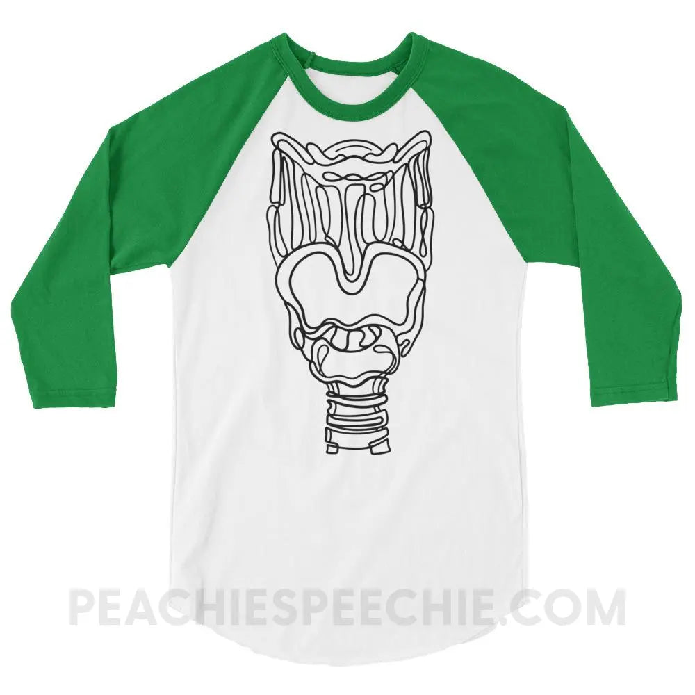 Larynx Baseball Tee - White/Kelly / XS - T-Shirts & Tops peachiespeechie.com