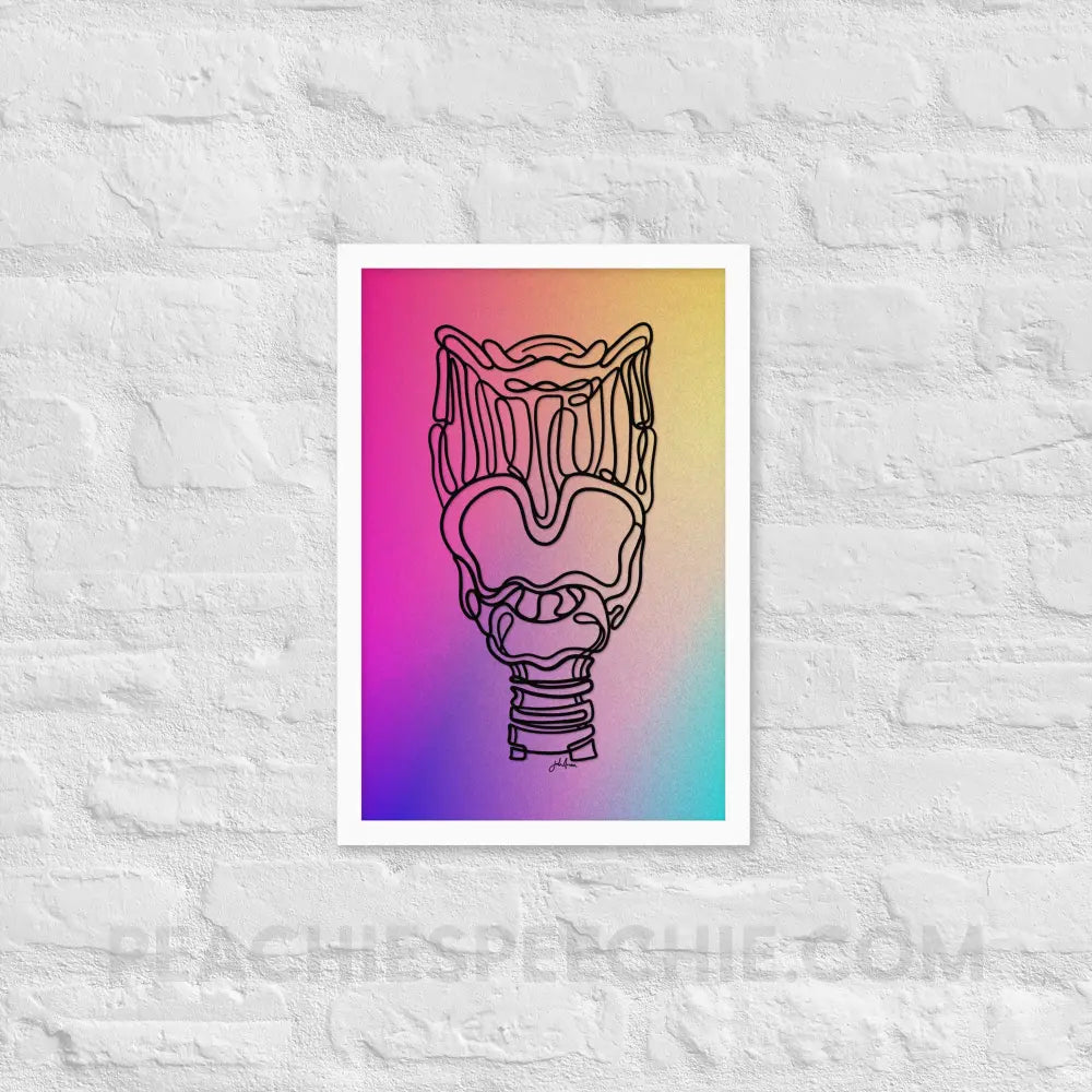 Larynx Gradient Colors Framed Poster - White / 12″×18″ - peachiespeechie.com