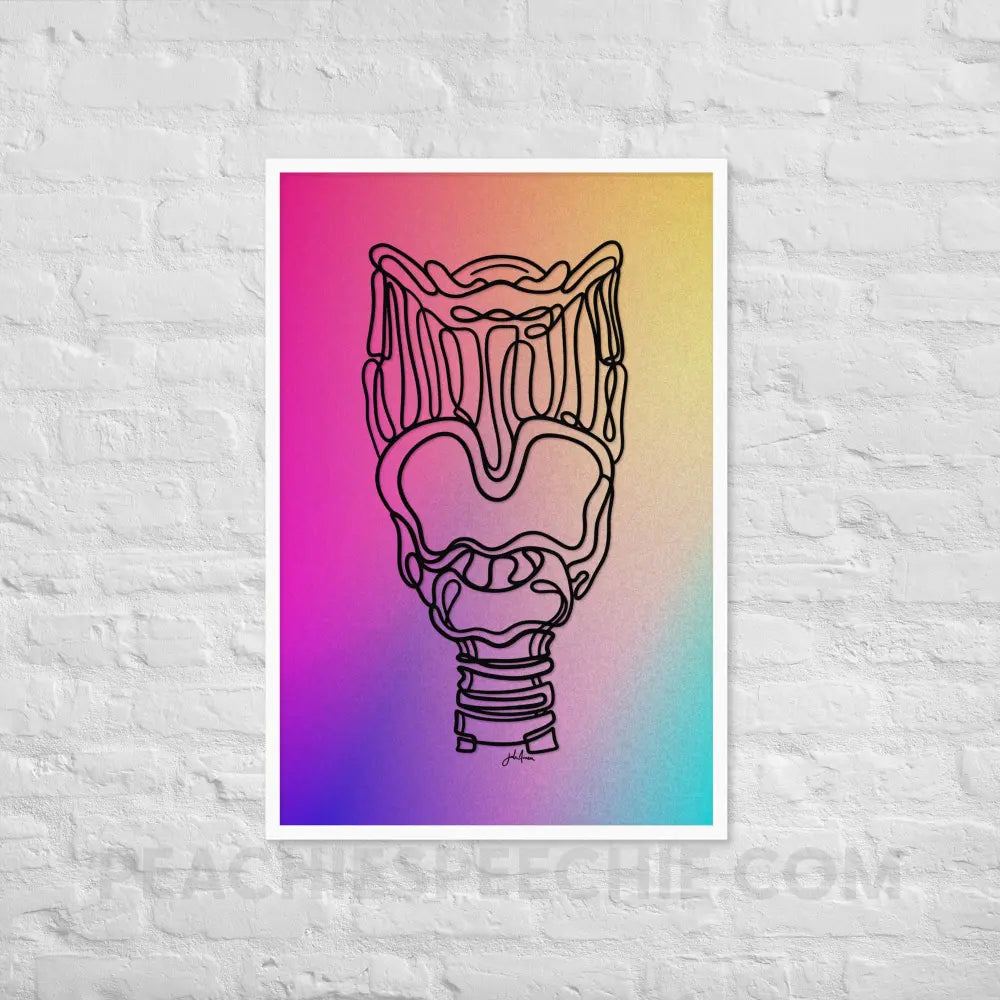 Larynx Gradient Colors Framed Poster - White / 24″×36″ - peachiespeechie.com