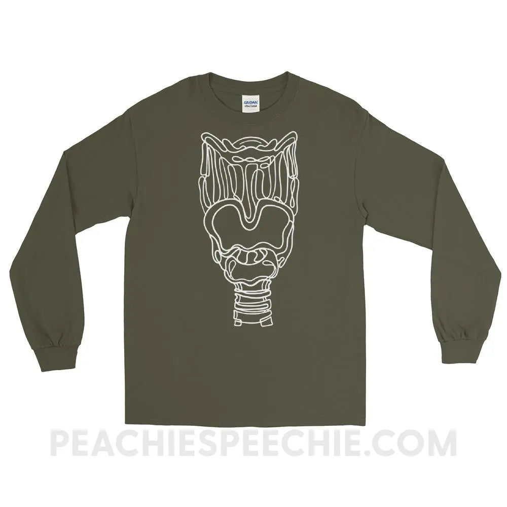 Larynx Long Sleeve Tee - Military Green / S - T-Shirts & Tops peachiespeechie.com