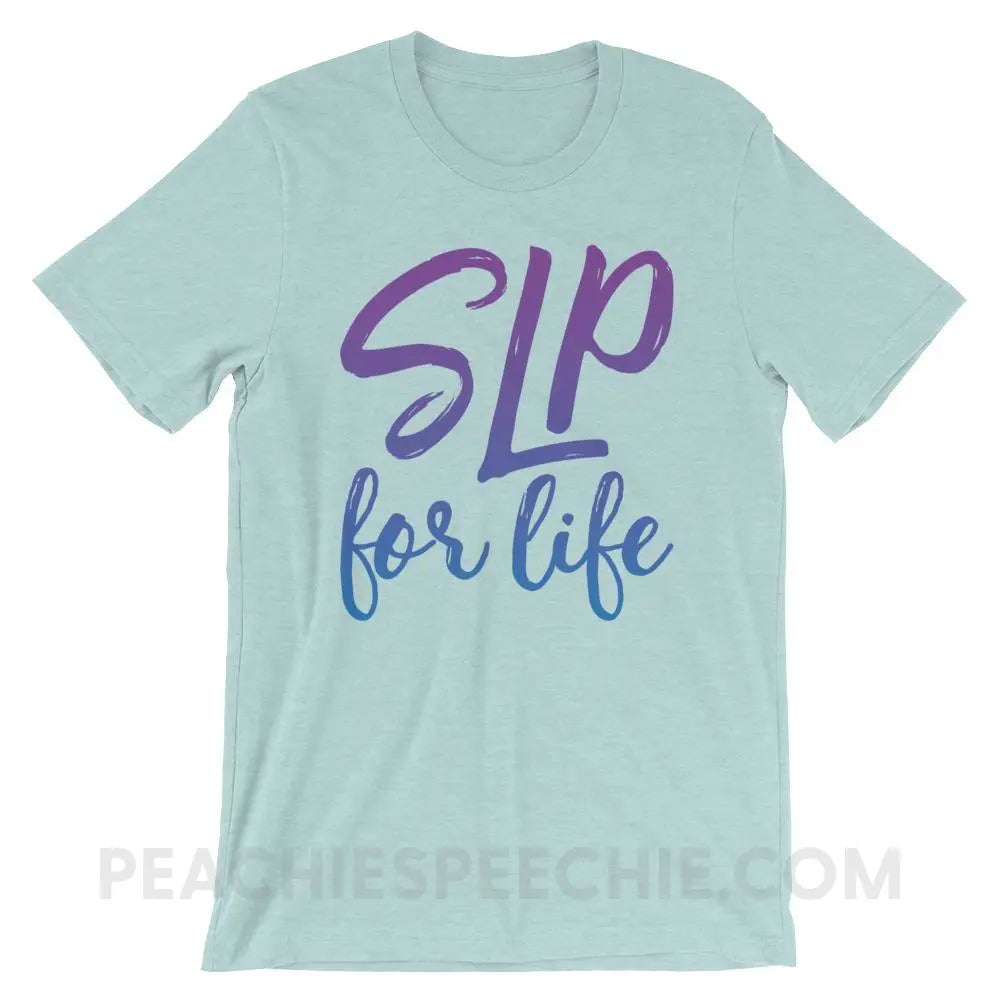 SLP For Life Premium Soft Tee - Heather Prism Ice Blue / XS - T-Shirts & Tops peachiespeechie.com