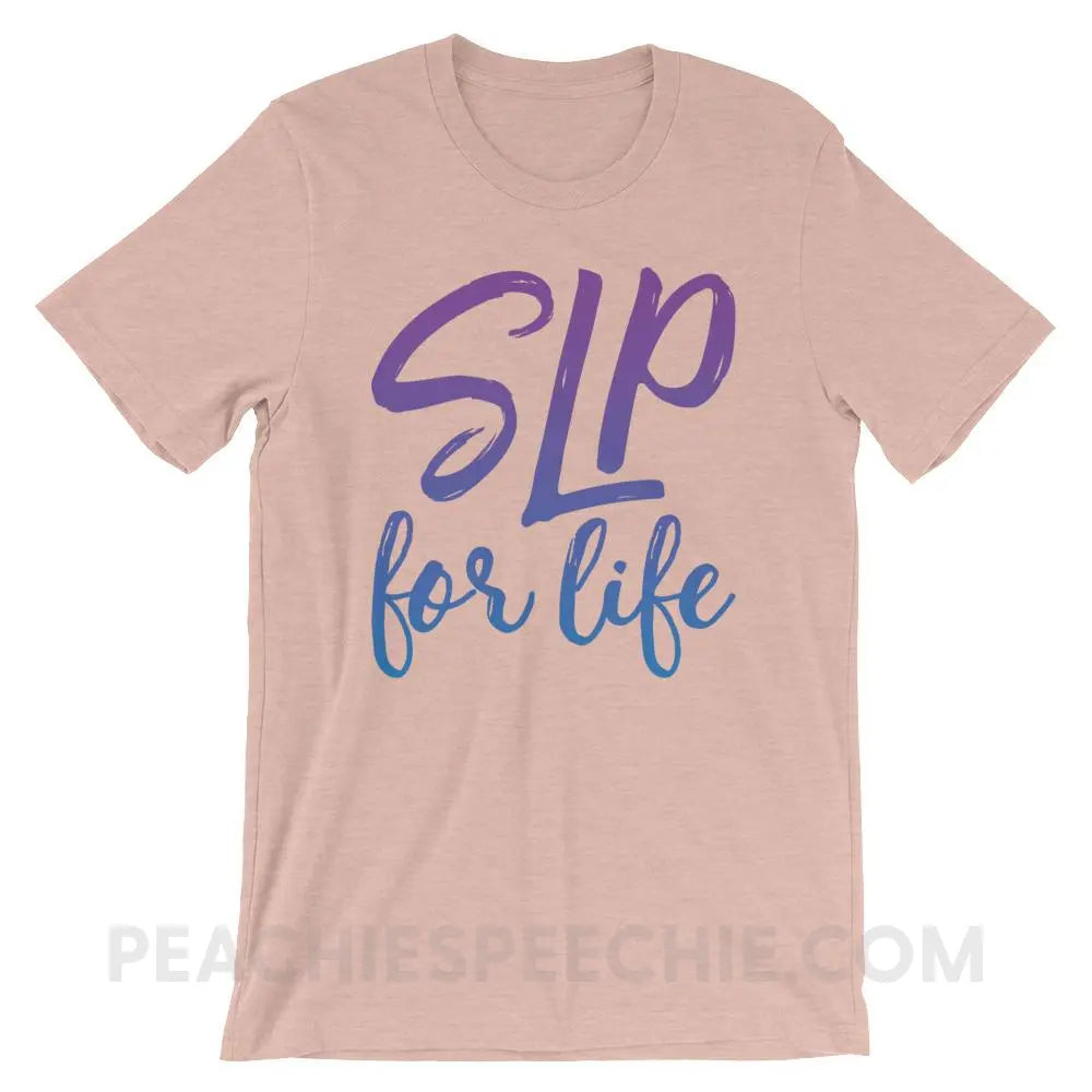 SLP For Life Premium Soft Tee - Heather Prism Peach / XS - T-Shirts & Tops peachiespeechie.com