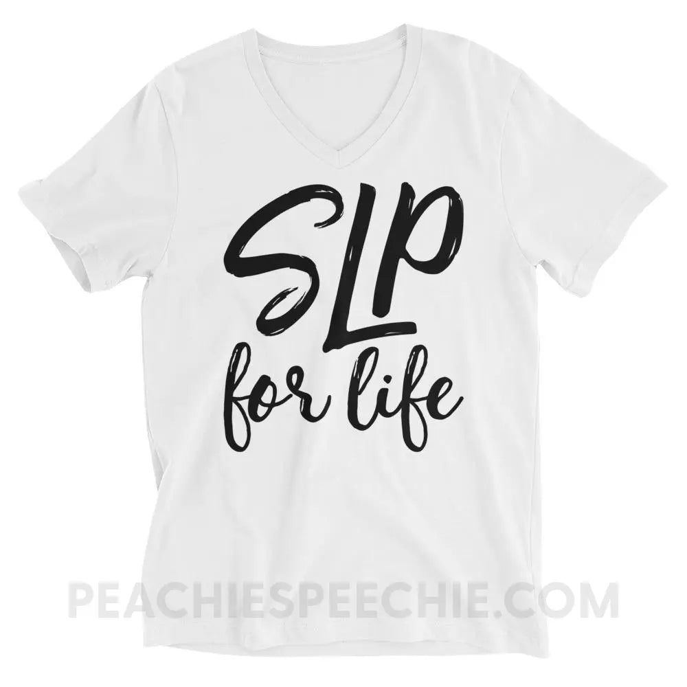 SLP For Life Soft V-Neck - White / XS - T-Shirts & Tops peachiespeechie.com