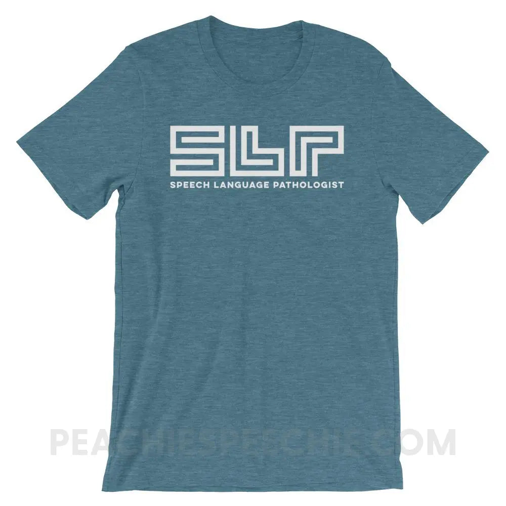 SLP Lines Premium Soft Tee - Heather Deep Teal / S - T-Shirts & Tops peachiespeechie.com