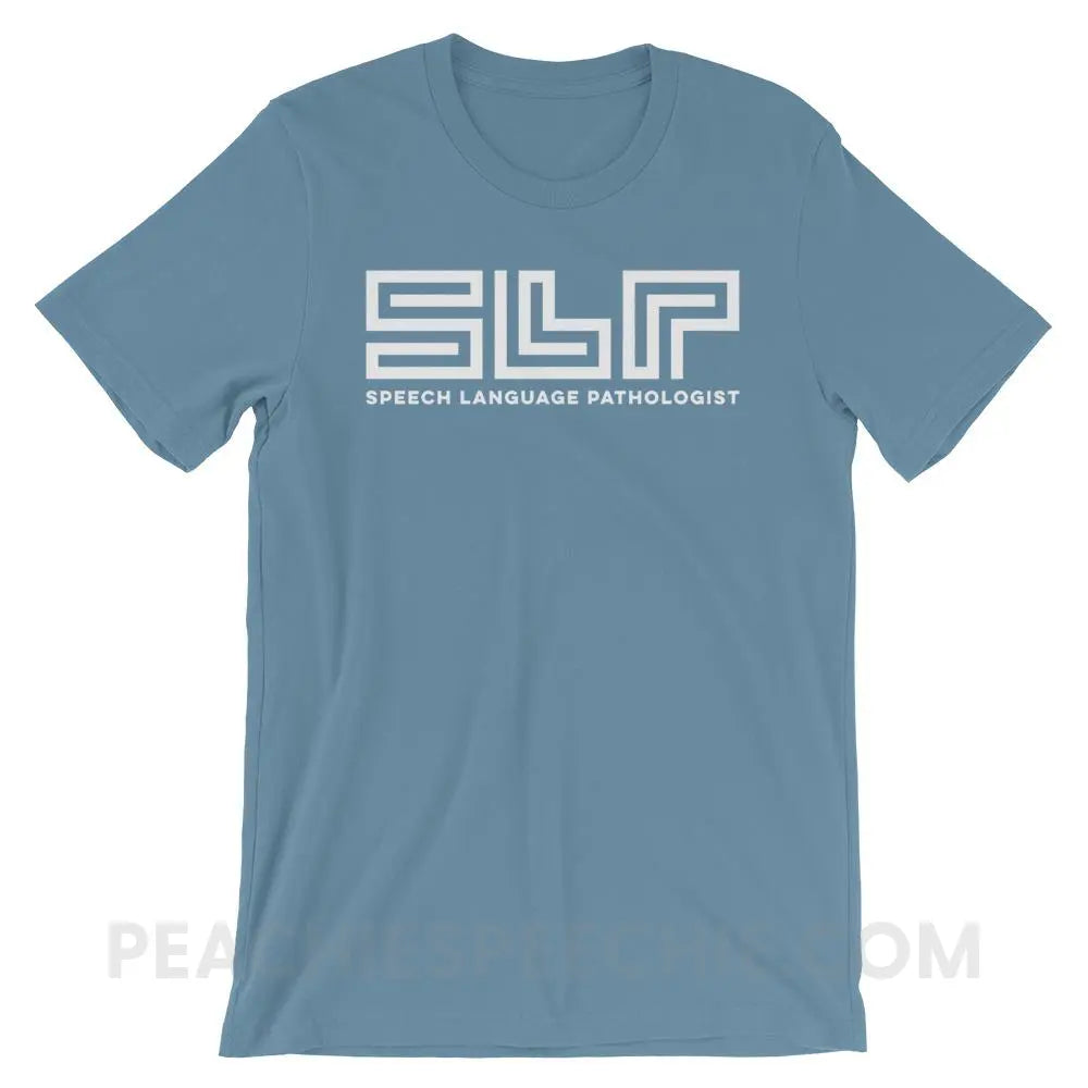 SLP Lines Premium Soft Tee - Steel Blue / S - T-Shirts & Tops peachiespeechie.com