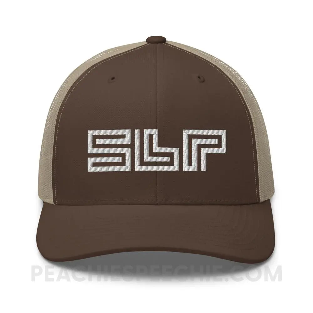 SLP Lines Trucker Hat - Brown/ Khaki - Hats peachiespeechie.com