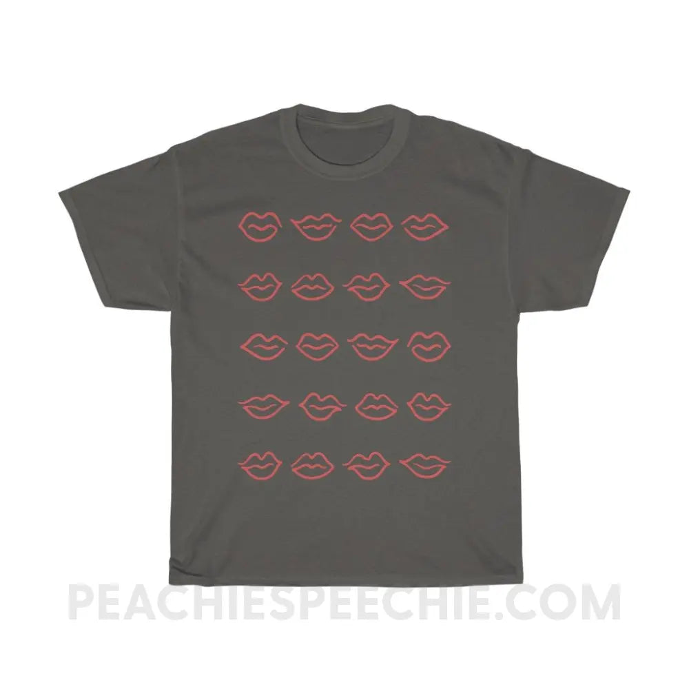 Lips Basic Tee - Charcoal / S - T-Shirts & Tops peachiespeechie.com