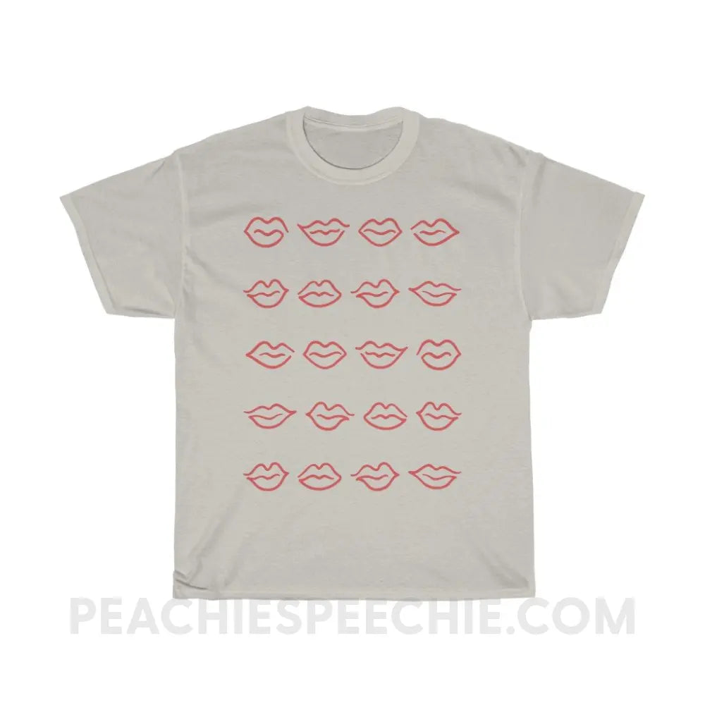 Lips Basic Tee - Ice Grey / S - T-Shirts & Tops peachiespeechie.com