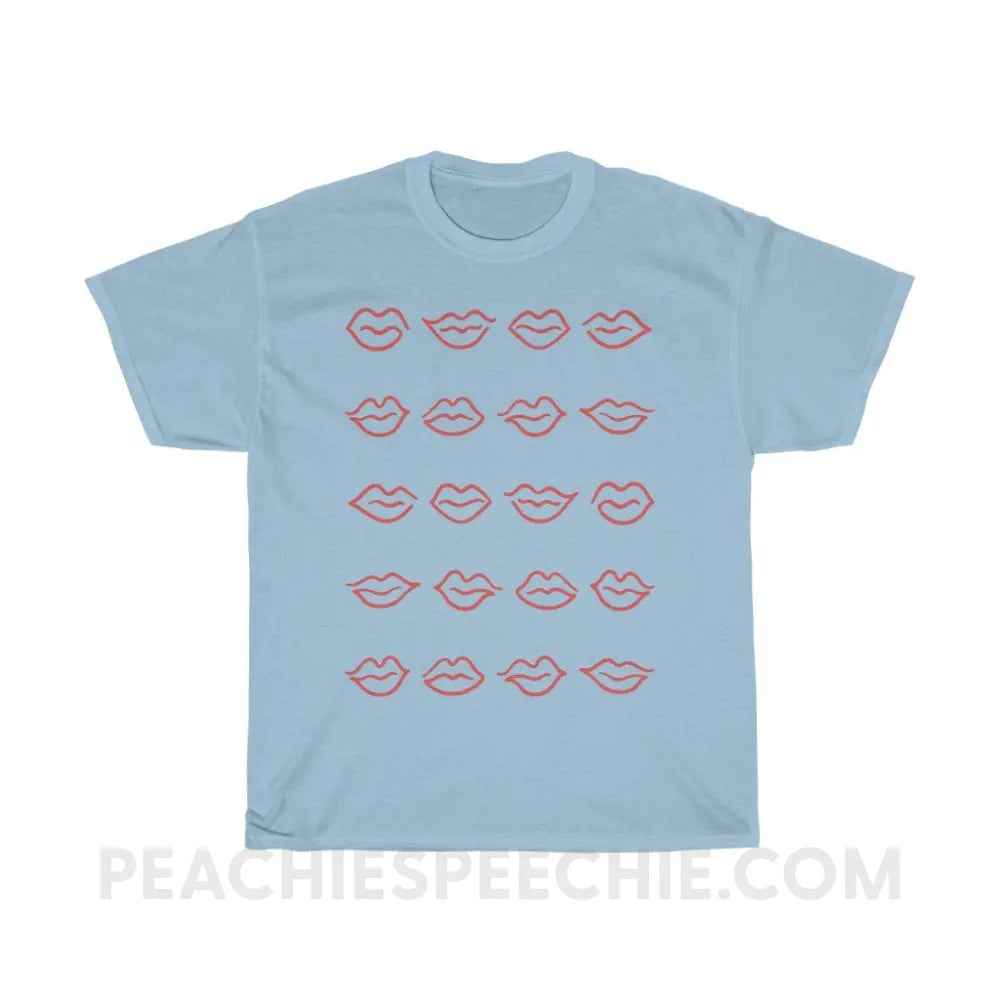 Lips Basic Tee - Light Blue / S - T-Shirts & Tops peachiespeechie.com