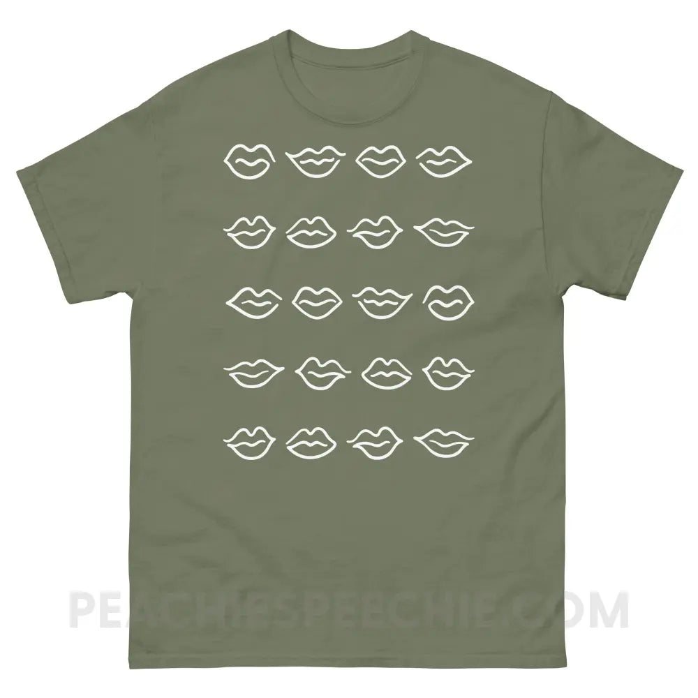 Lips Basic Tee - Military Green / S - T-Shirts & Tops peachiespeechie.com