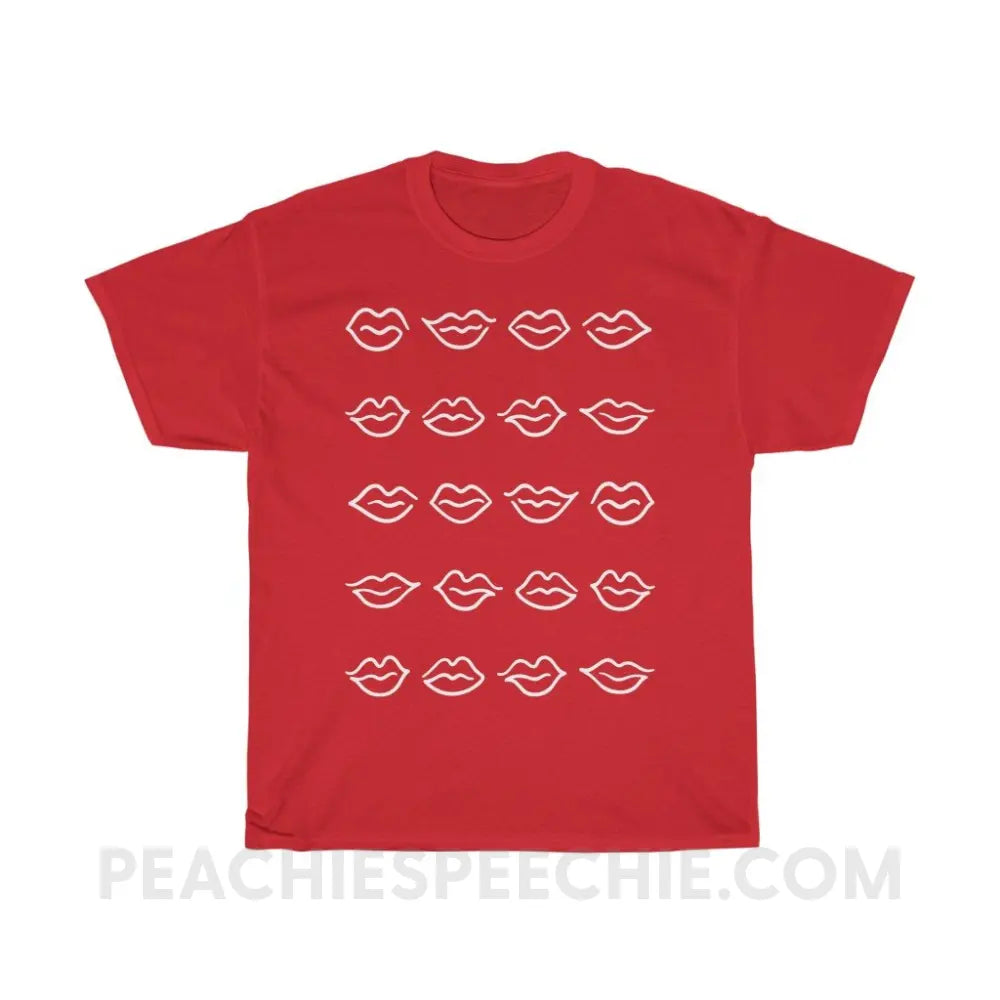 Lips Basic Tee - Red / S - T-Shirts & Tops peachiespeechie.com