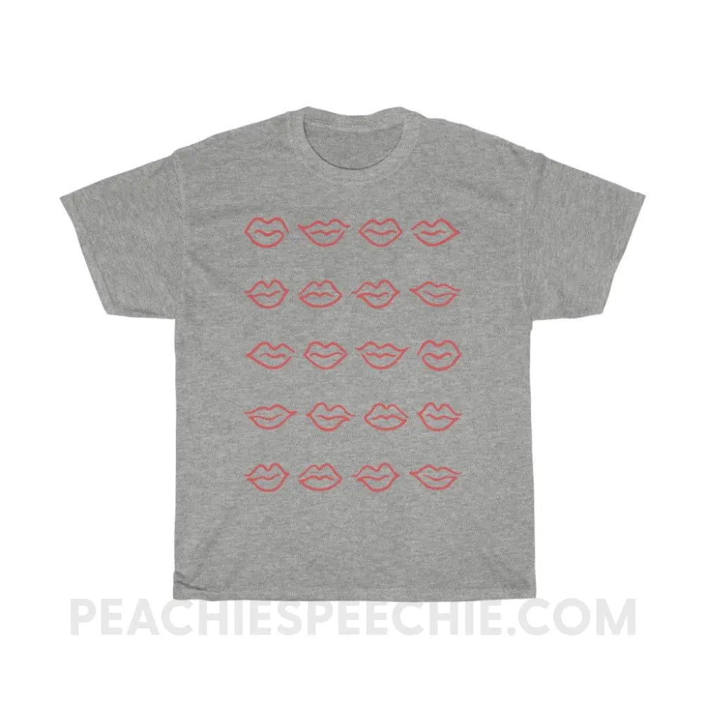 Lips Basic Tee - Sport Grey / S - T-Shirts & Tops peachiespeechie.com