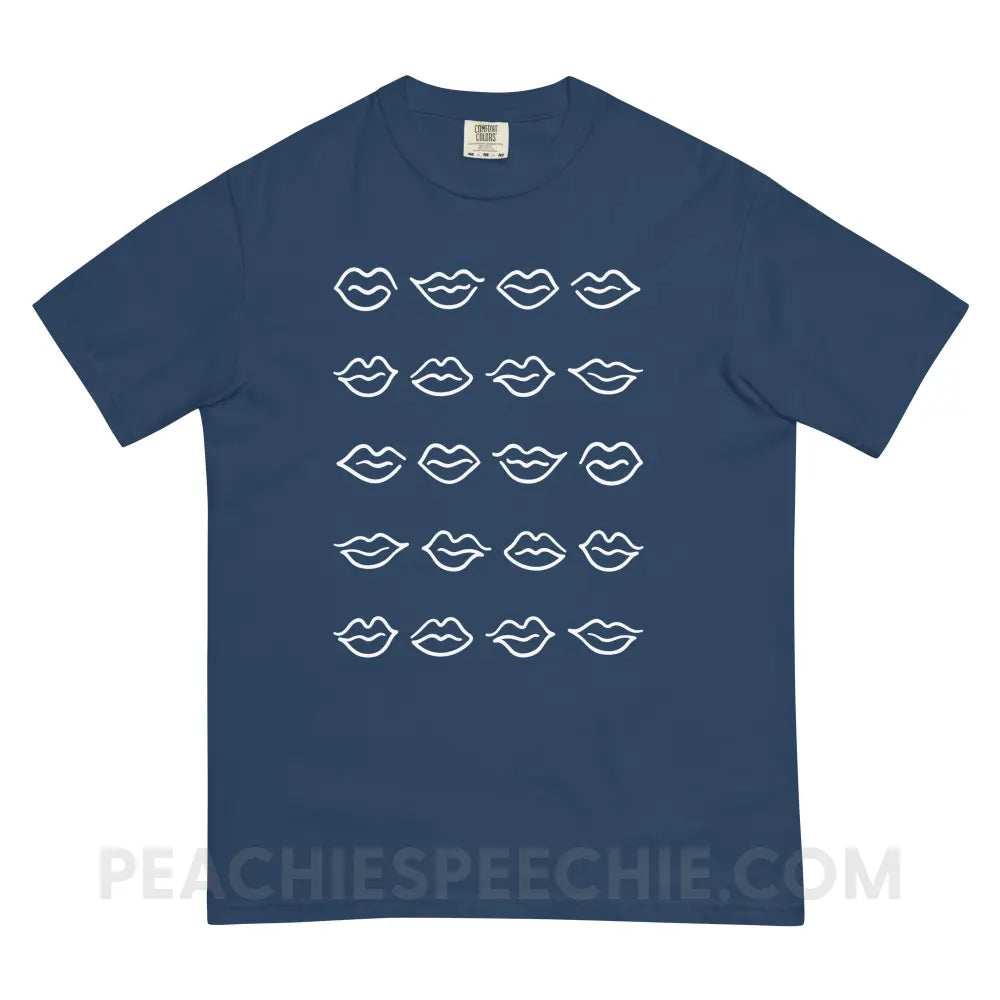 Lips Comfort Colors Tee - True Navy / S - T-Shirts & Tops peachiespeechie.com