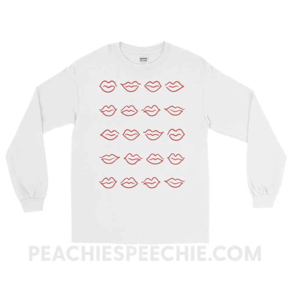 Lips Long Sleeve Tee - White / S - T-Shirts & Tops peachiespeechie.com