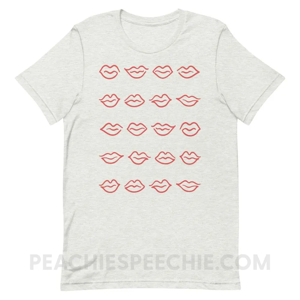 Lips Premium Soft Tee - Ash / S - T-Shirts & Tops peachiespeechie.com